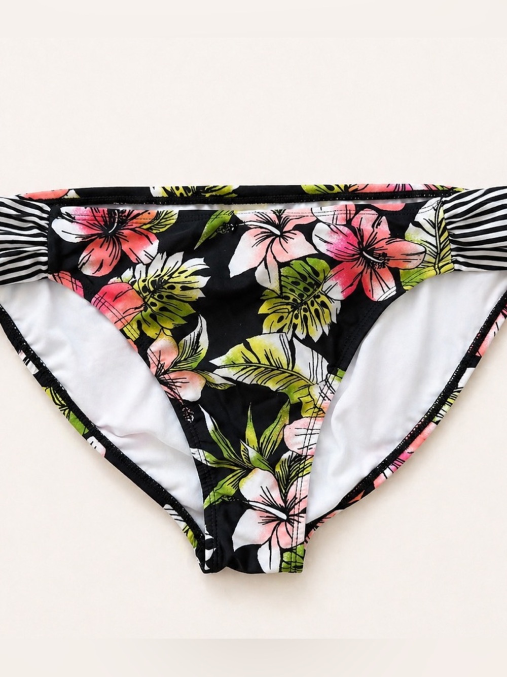 3/$25 - Hot Water Tropical Print Bikini Bottom with Stripes / Pink & Lime Floral